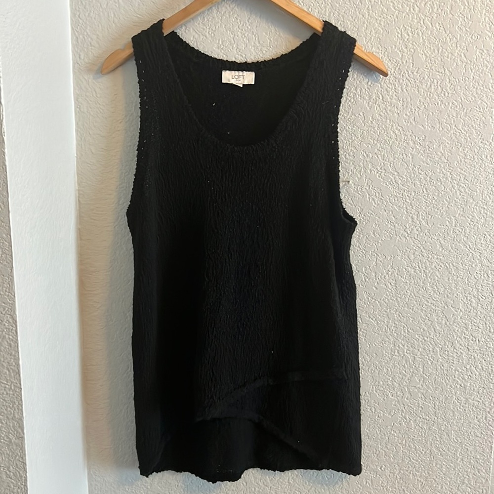 Black Asymmetrical Sweater Tank Top